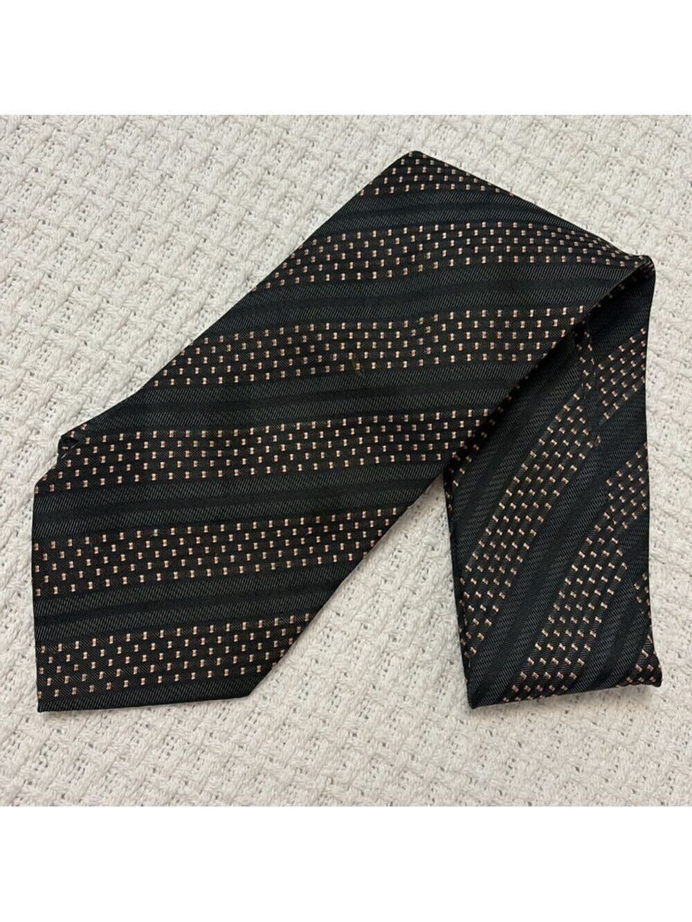 Ermenegildo Zegna 100% silk neck men’s tie dark grey patterned tie Italian